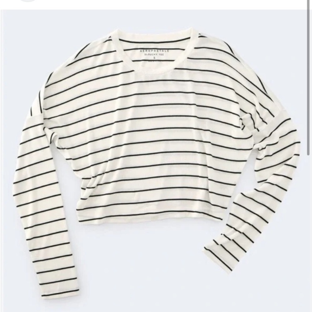 Aeropostale Black and White Striped Crop Top